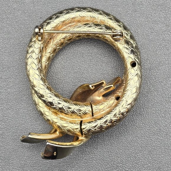 Vintage Gold-Tone Textured Double Entwined Rope Love Knot Pin Brooch - Picture 3 of 6